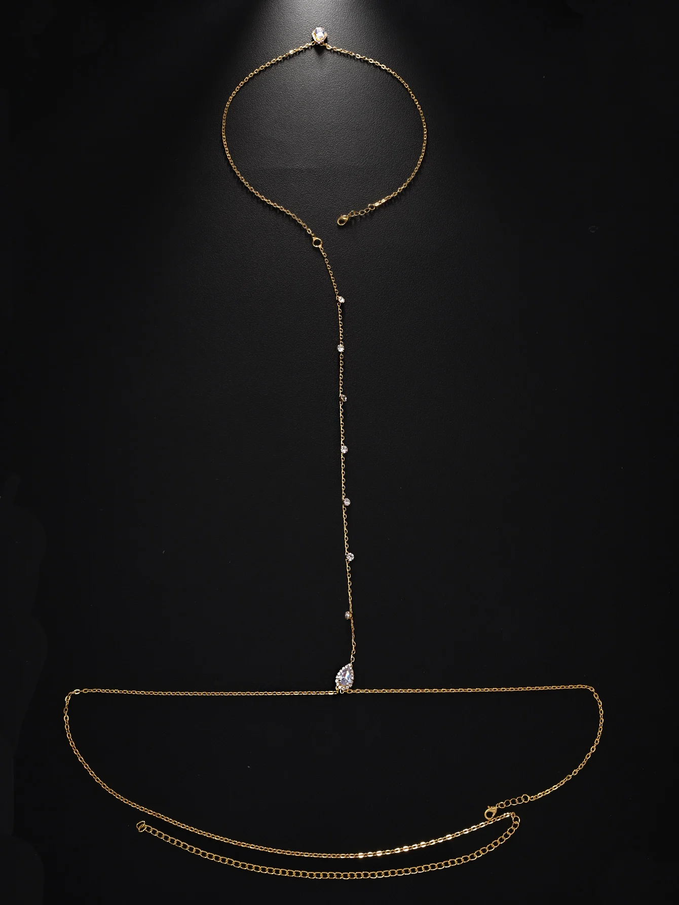 حار نمط الزركون سلسلة الظهر فستان زفاف العروس الأزياء الخفيفة الفاخرة قلادة الظهر سلسلة الجسم المتكاملة كل مباراة #2