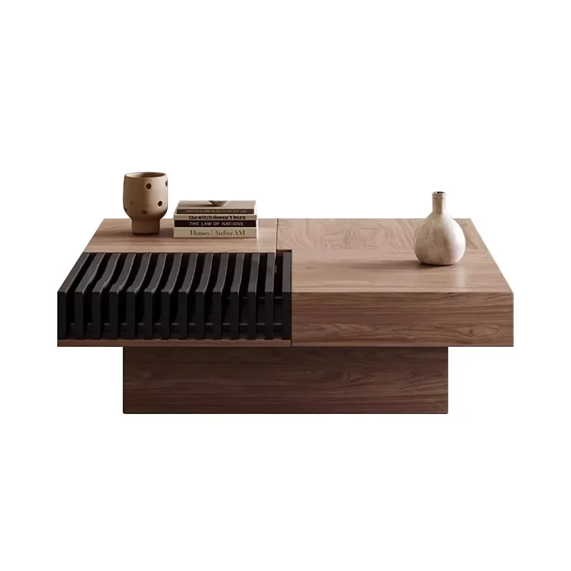 Modern simple modern storage square walnut coffee table light luxury home living room small apartment 2025 new model