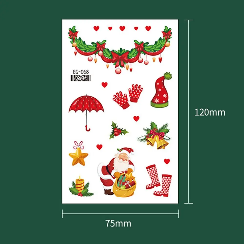 Santa Claus Waterproof Temporary Tattoo Sticker Long Lasting Body Art Festival Tattoo Cute Cartoon Christmas Stickers Child