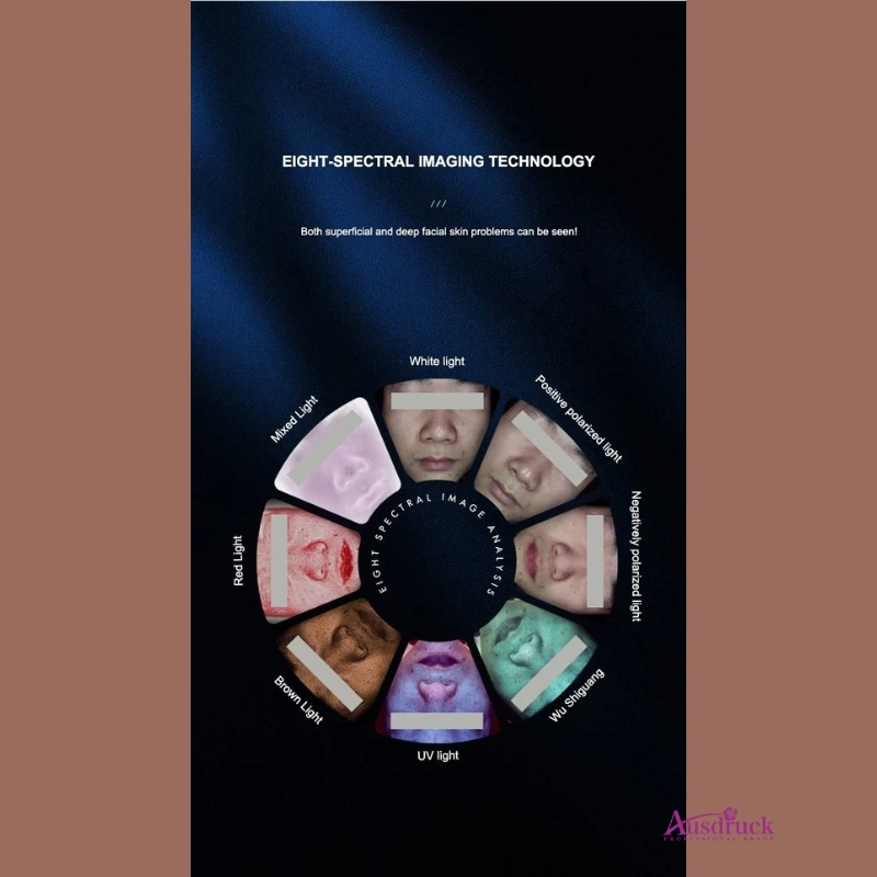 جهاز تحليل بشرة الوجه الذكي بالذكاء الاصطناعي، ماسح ضوئي للوجه ثلاثي الأبعاد، جهاز تجميل لتصوير البشرة متعدد الأطياف