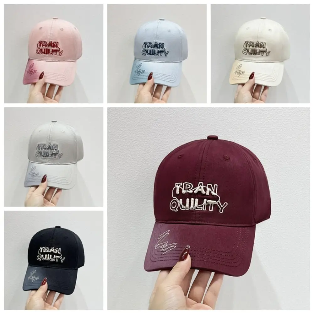 Sunscreen Women Baseball Cap Sunshade Solid Color Korean Style Sun Hat Embroidery Adjustable Letter Baseball Cap Streetwear