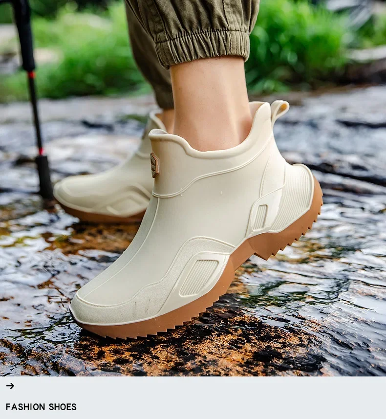 Unisex Kurze Regenstiefel Rutschfest Verstärktes PVC-Material Runde Zehenkappe Knöchelhoch Paarstiefel für Frühling und Sommer Wasserschuhe – Detail 30