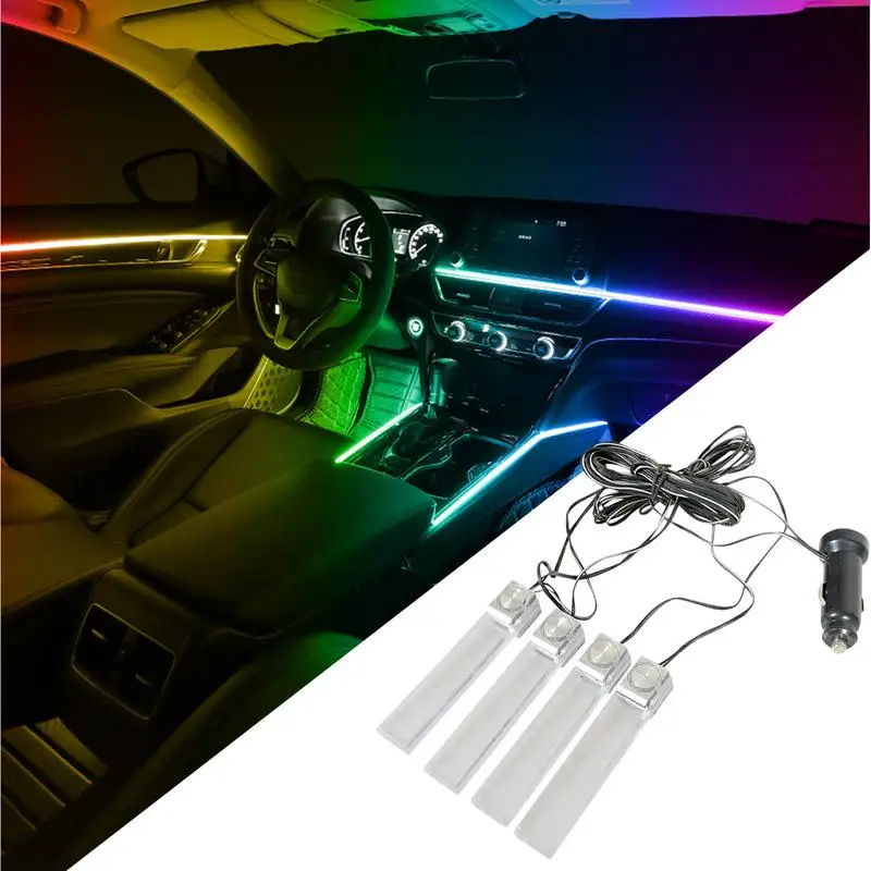 Car LED Atmosphere Window Lights Car Pedal Lights 2 Colors 4 In 1 Auto Ambient Lighting RGB Inside Car Light For Automotive