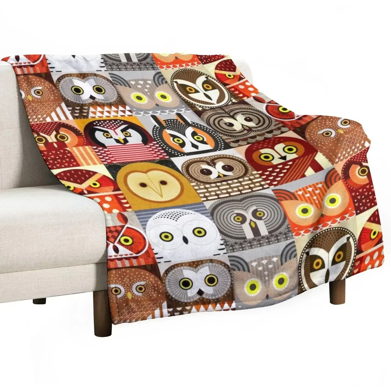 

North American Owls Throw Blanket Plaid Decorative Sofa Blankets