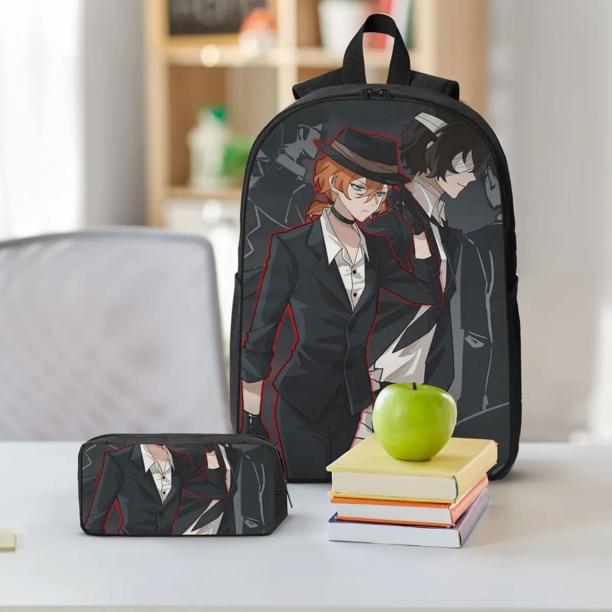 Bungou Stray Dogs Wan Аниме Dazai And Chuuya Рюкзак BookBag Школьная сумка Сумки на плечо 3ps Изолированная сумка для обеда Пенал