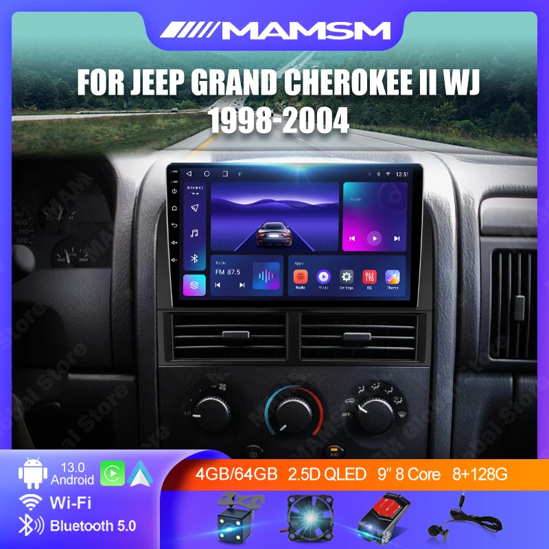 MAMSM Android Car Radio For Jeep Grand Cherokee II WJ 1998 - 2004 Car Multimedia Vedio Player 2din Carplay Autoradio DSP Screen