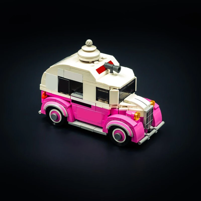 407 PCS Speed Hypercar Skids & Mudflap (Ice Cream truck mode) MOC Customize Modular Building Block Design DIY Assembly Toy Gift