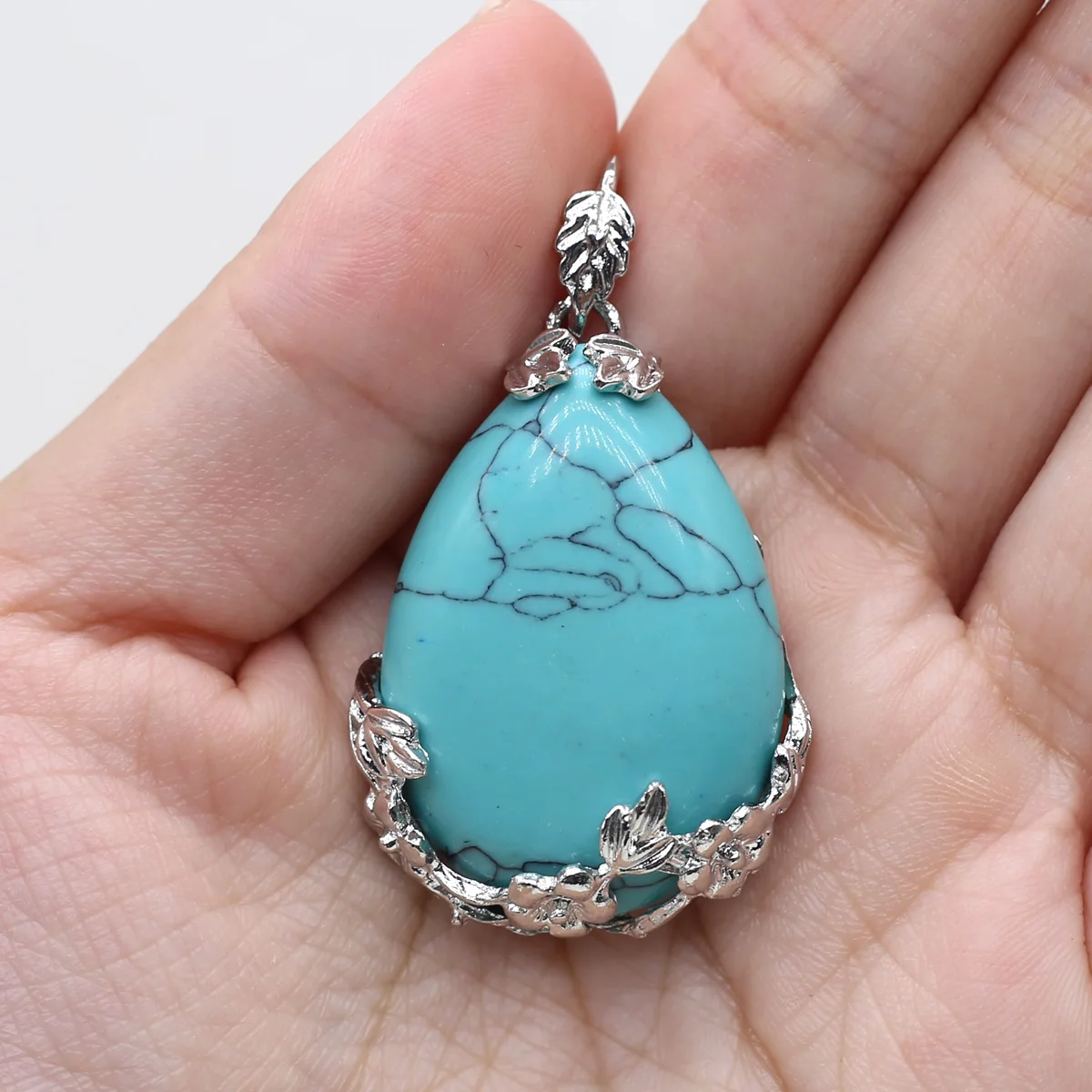 27x38mm Natural Stone Crystal Pendant Rose Quartz Teardrop Gemstone Charms for Jewelry Making DIY Necklace Earrings Accessories