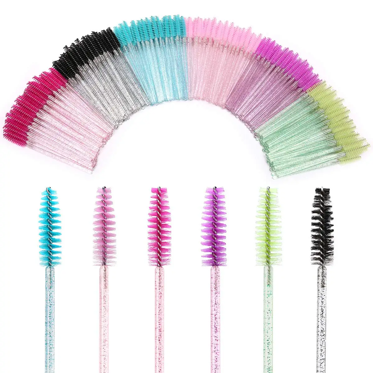 

300 PCS Disposable Mascara Brushes Crystal Eyelash Wands Applicator Makeup Tools Multicolor
