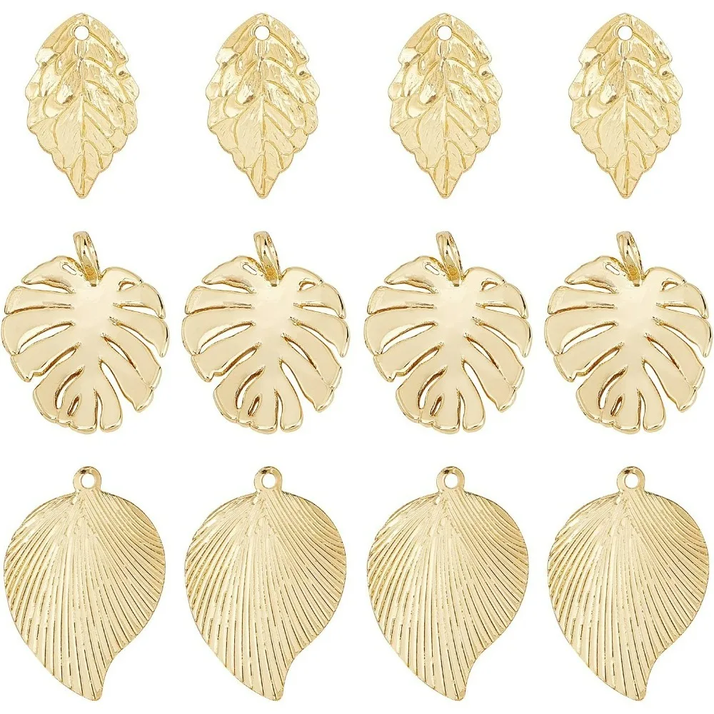 

18Pcs 3 Styles Real Brass Monstera Leaf Charms Long Lasting Brass Pendants for Necklace Bracelets Jewelry