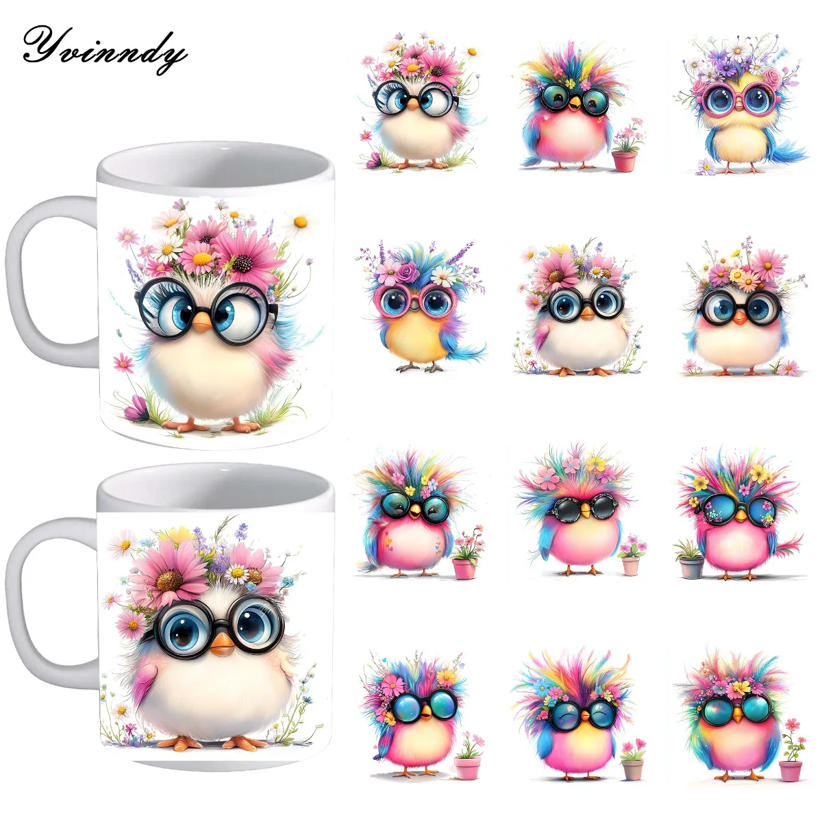 

Набор из 12 ярких наклеек с цветами и животными для упаковки в стеклянные банки, УФ-печать, самоклеящаяся бумага для переноса изображений