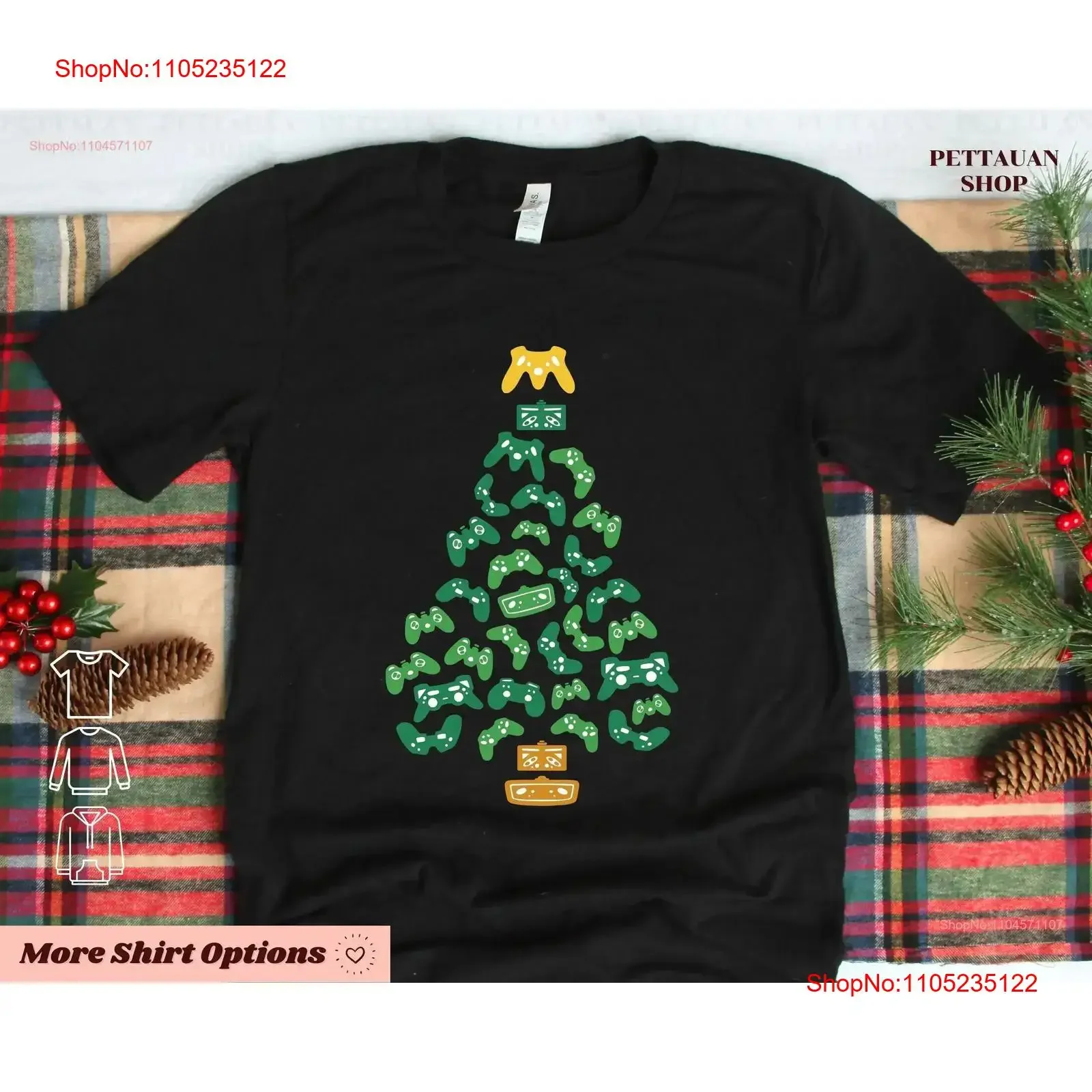 Christmas Tree Joysticks T Shirt Jolly Game Holiday Clothing s for Gamer Gaming Xmas SweaT vintage Washed Versatile streetwear