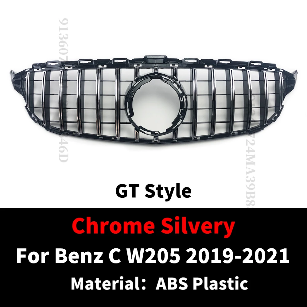 GT Style Frontgrill Stoßstangengrill für Mercedes W205 Benz C C205 S205 C43 2014–2021 wie C260 C250 C180 C200 C300 Sport Tuning – Detail 12