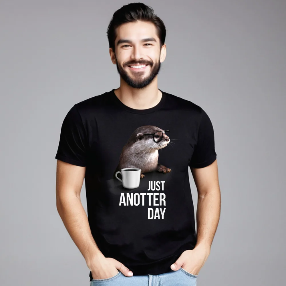 Newest Mens T Shirts Funny Otter T-shirt - Just Design Tops Tees Mother Day 100% Cotton Round Collar Tee-Shirt Short Sleeve