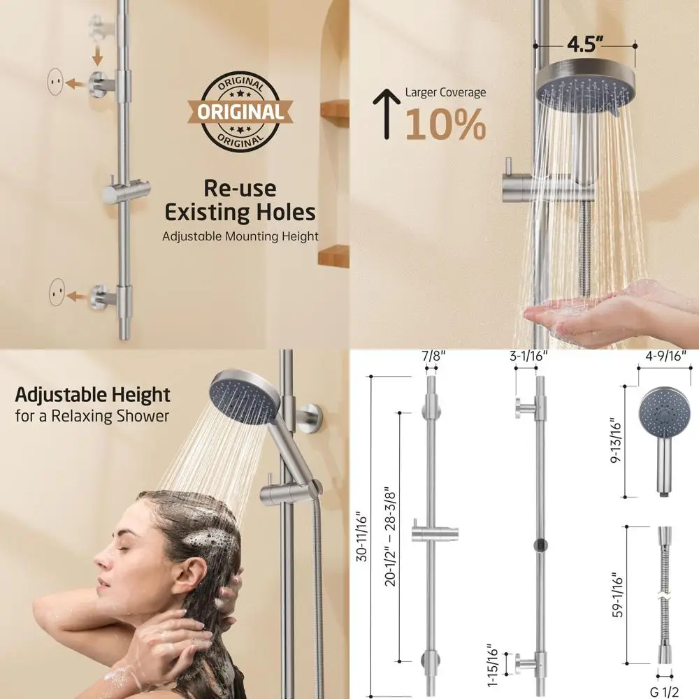 

Душевая стойка из нержавеющей стали 304 (18/8) с шлангом 5,9 м и 5-режимным ручным душем, матовая отделка