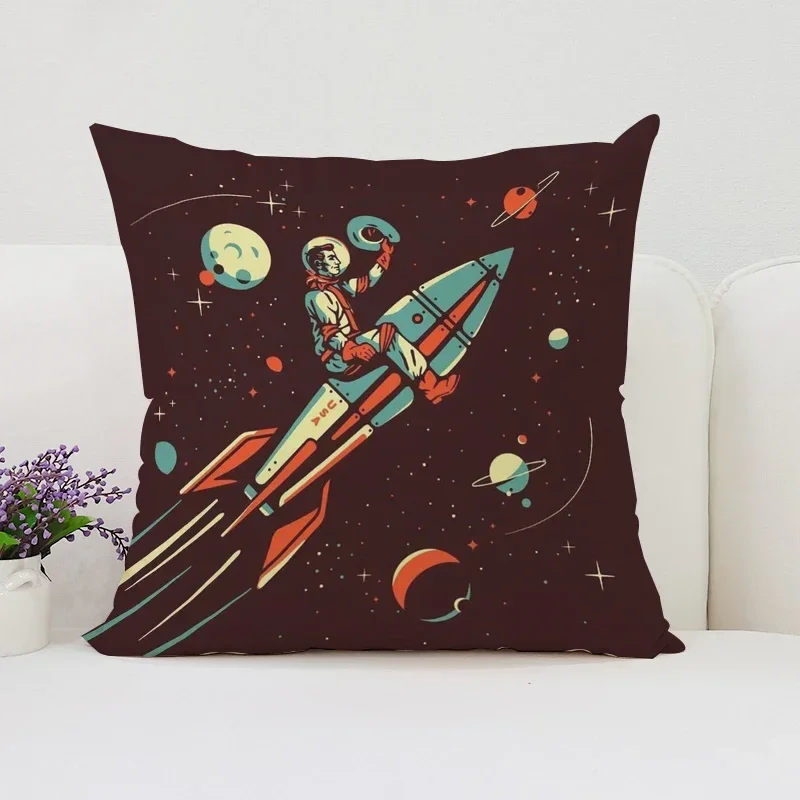 Pillow Cases Decorative Pillows Covers Rocket Astronaut Cushion Cover 45*45 Car Decoration Cushions Home Decor Pillowcases 50x50