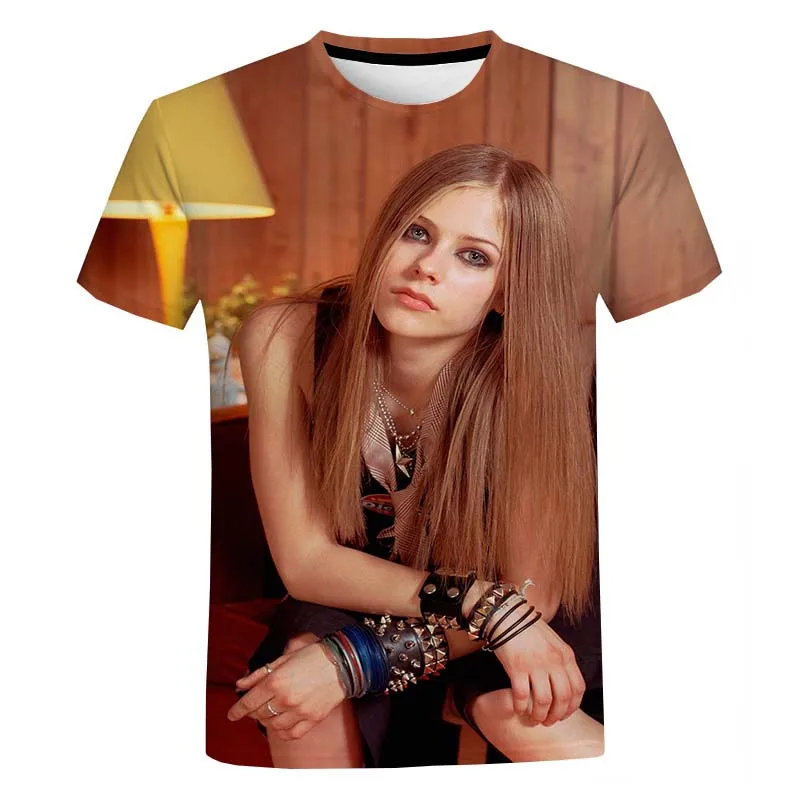 Summer New Singer Avril Lavigne 3D Printed T Shirt Men Women Harajuku Street Shoot Oversized T Shirt Fashion Casual Tops