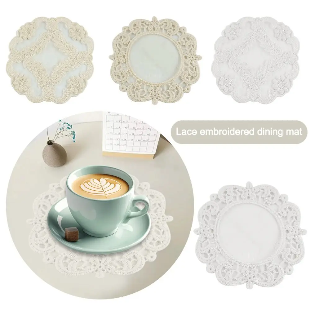 Napkin Lace Embroidered Coaster Kitchen Accessories Photo Prop Insulation Dining Mat Anti-scald Retro Vintage Coffee Drink Pad