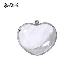 YoRaAi New acrilico Fashion Evening Bags Mini trasparente Love Clutch borsa da donna borsa a forma di cuore pochette da sposa banchetto