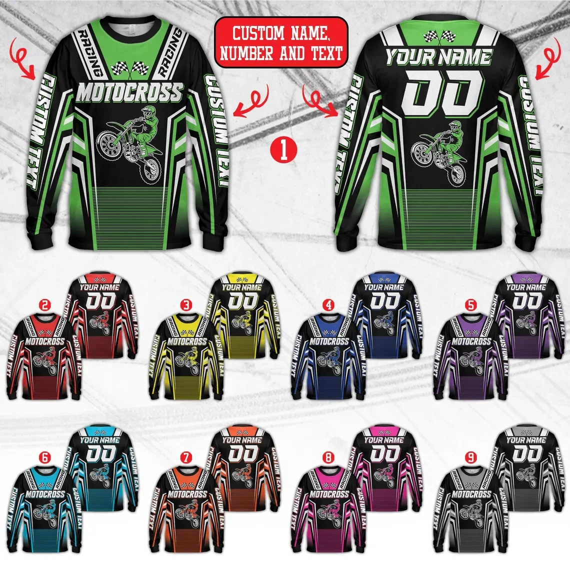 Anpassbares Motocross-Rennshirt mit Ihrem Namen, Ihrer Nummer und Ihrem Text, langärmliges Off-Road-Dirt-Bike-Trikot, neue Outdoor-Sport-T-Shirts