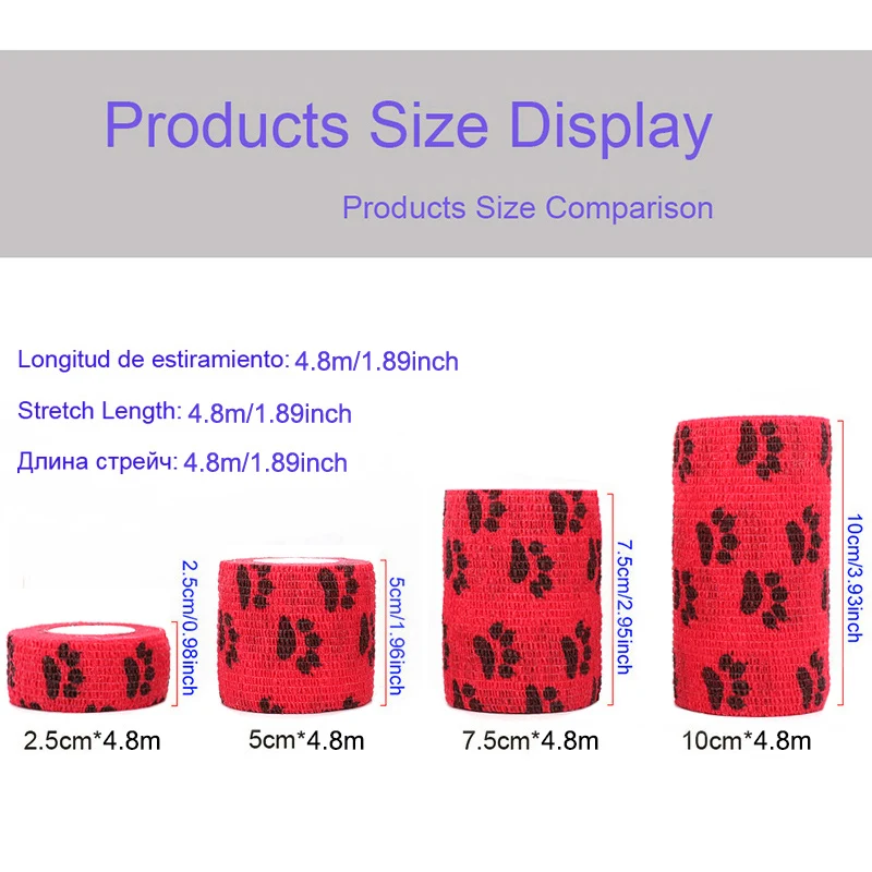 COYOCO Printed Knee Support Self Adhesive Wrap Tape Elastic Bandage 4.8m Therapy Colorful Protector For Sports Finger Joint Pet