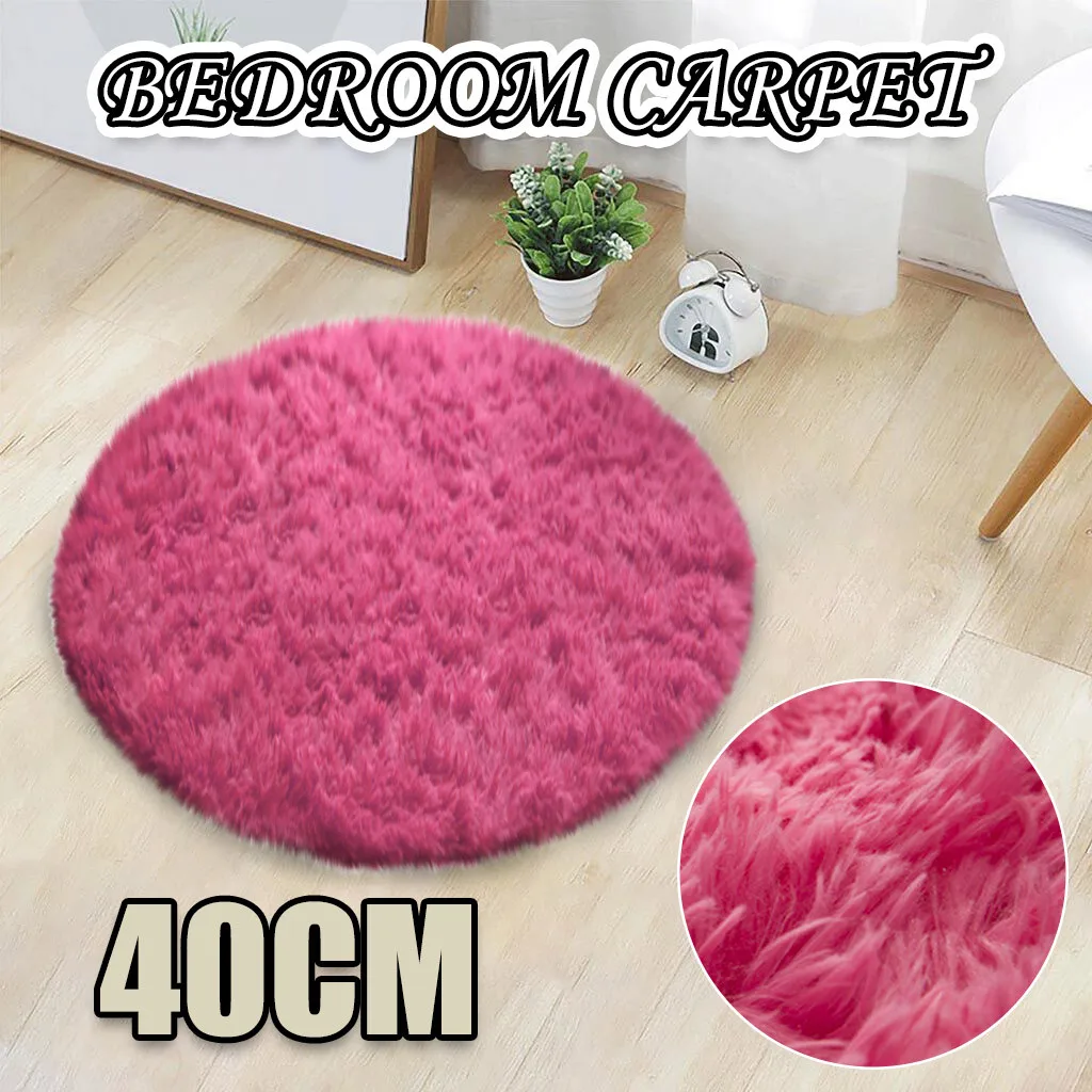 Anti Slip Plush Rugs Shaggy Rug Super Soft Mat Living Room Bedroom Carpet Home Floor Decor Play Area Children Pets Round Mat