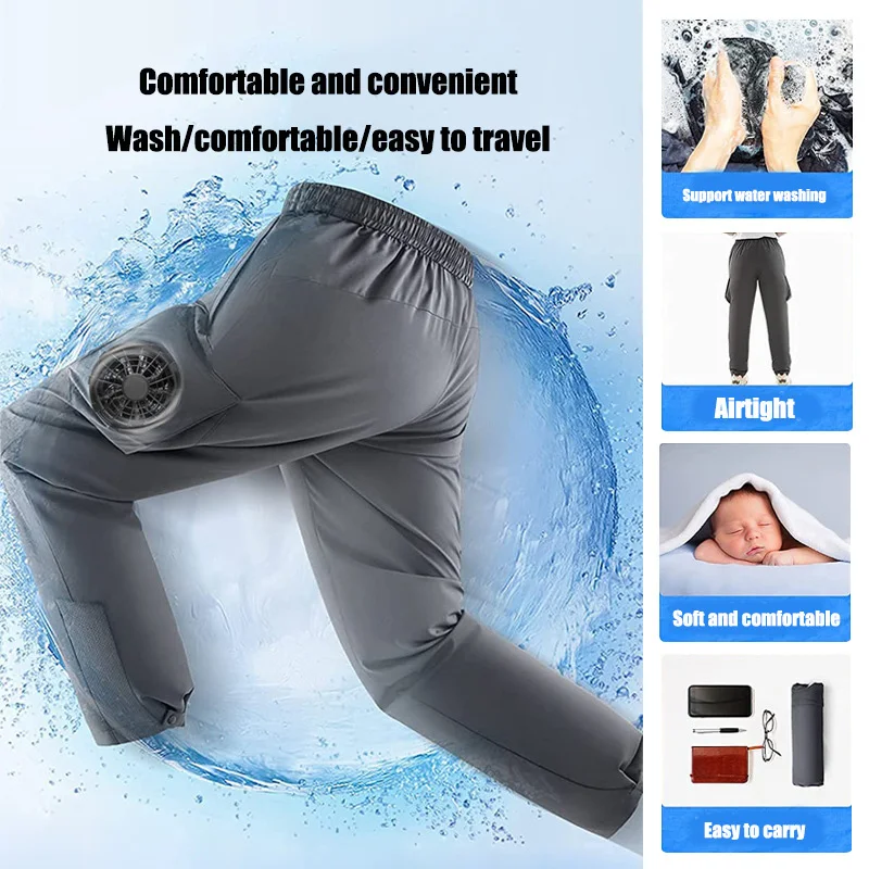 Summer Fan Pants Men\'s Ice Fishing Outdoor Work Camping Air Conditioning Worker Charging Cooling Pants