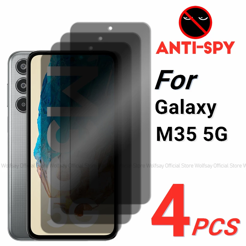 2/4PCS Privacy Screen Protector For Samsung Galaxy M35 Anti-Spy Tempered Glass Samsung Galaxy M35 5G Glass Film For Galaxy M35