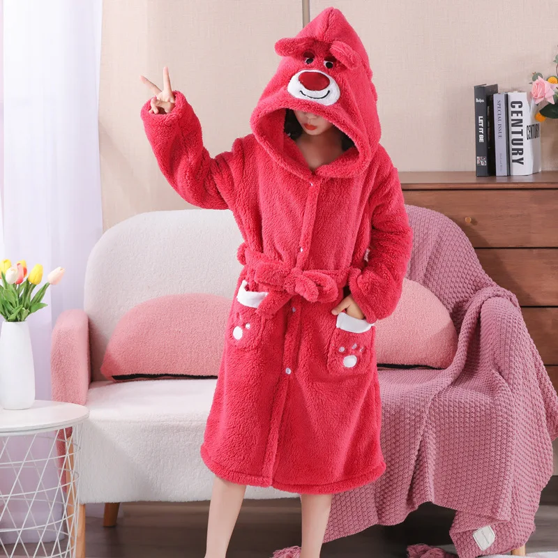 Sanrios Kawaii Hello Kitty Pajamas Coral Velvet Children Girls Heart Cartoon Anime Sleeping Robe Hooded Loungewear Toys Gifts