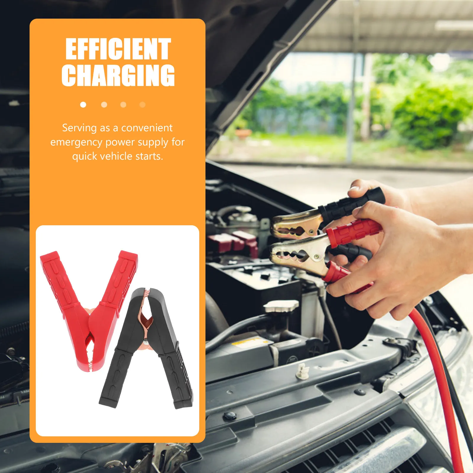 

2Pcs Heavy Duty Copper Plated Jumper Cable Clamps Alligator Clips for Car Truck Boat Emergency Insulated