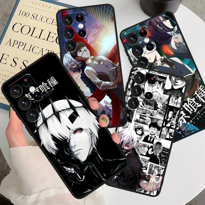 T-tokyo G-ghoul Cool Anime For Samsung S24 S23 S22 S21 S20 FE S10e S10 S9 Ultra Plus Plus Soft Silicone Black Phone Case