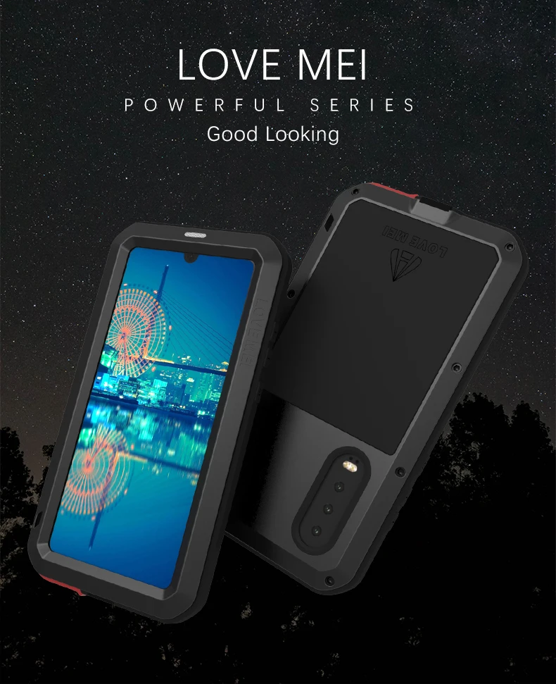 For Huawei P20 P30 P40 P50 Pro Lite Case LOVE MEI Shock Dirt Proof Water Resistant Metal Armor Cover Phone Case for Mate 30 40