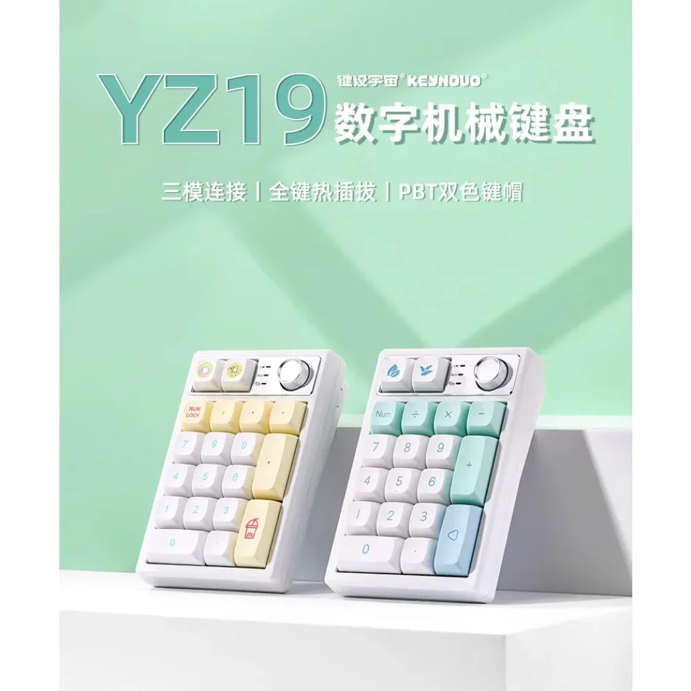 

KEYNOVO YZ19 Tri-mode Mechanical Keyboard Mini USB Financial Keypad Numeric RGB for Accounting Desktop Computer Hot Swappable