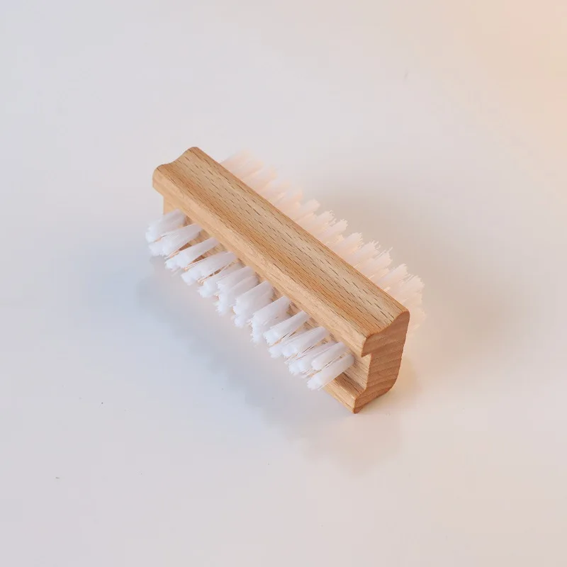 1Pc Double Sides Nail Cleaning Brush Wood Handle Nail Art Scrubbing Brush Portable Remove Dust Tool