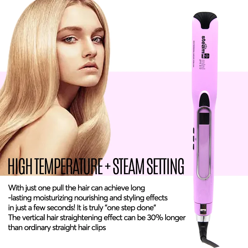 Zz Electric Steam Hair Brush Tourmaline Titanium Flat Iron Ceramic Professional Steam Hair Straightener view 3
