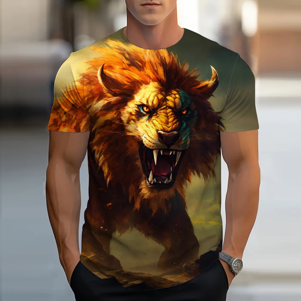 Grassland Horse Print Men's Pattern Design O Neck Novelty T Shirt Casual Comfortable T Shirt Summer Men Breathable Clothing Tops