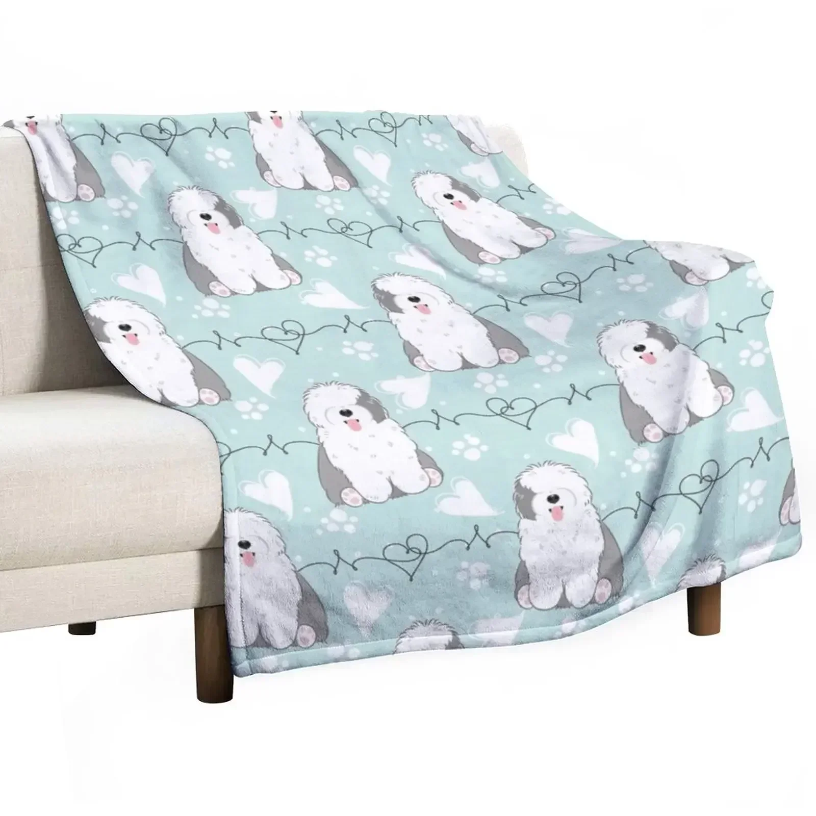 

LOVE Old English Sheepdog - Gray and White 2 Throw Blanket blankets and throws manga Custom Blankets