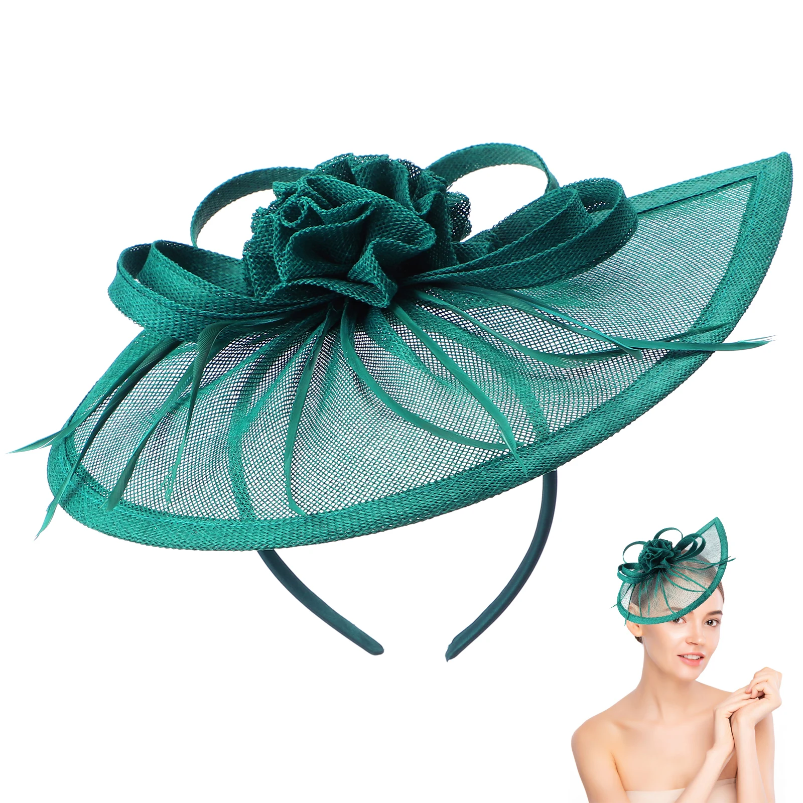 

Retro Fascinator Headband for Women Elegant Net Tulle Hair Accessory Bridal Wedding Party Decor Masquerade Ball Prom Cocktail