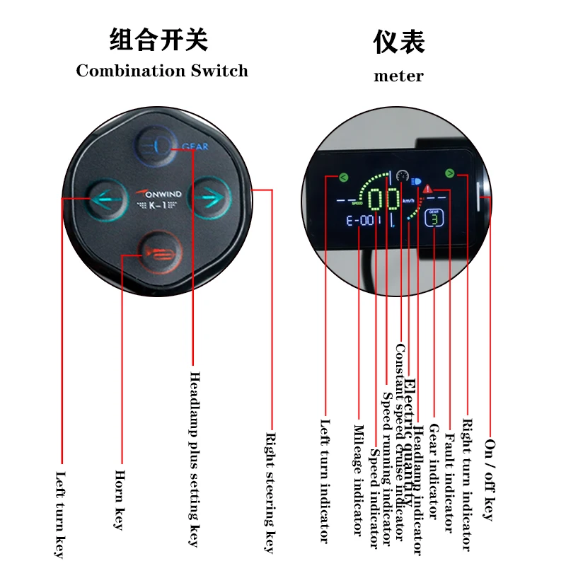 TF-901 Set Intelligent Brushless Motor Controller Accelerator Handle Power Switch Brake Handle Headlights For Electric Scooter