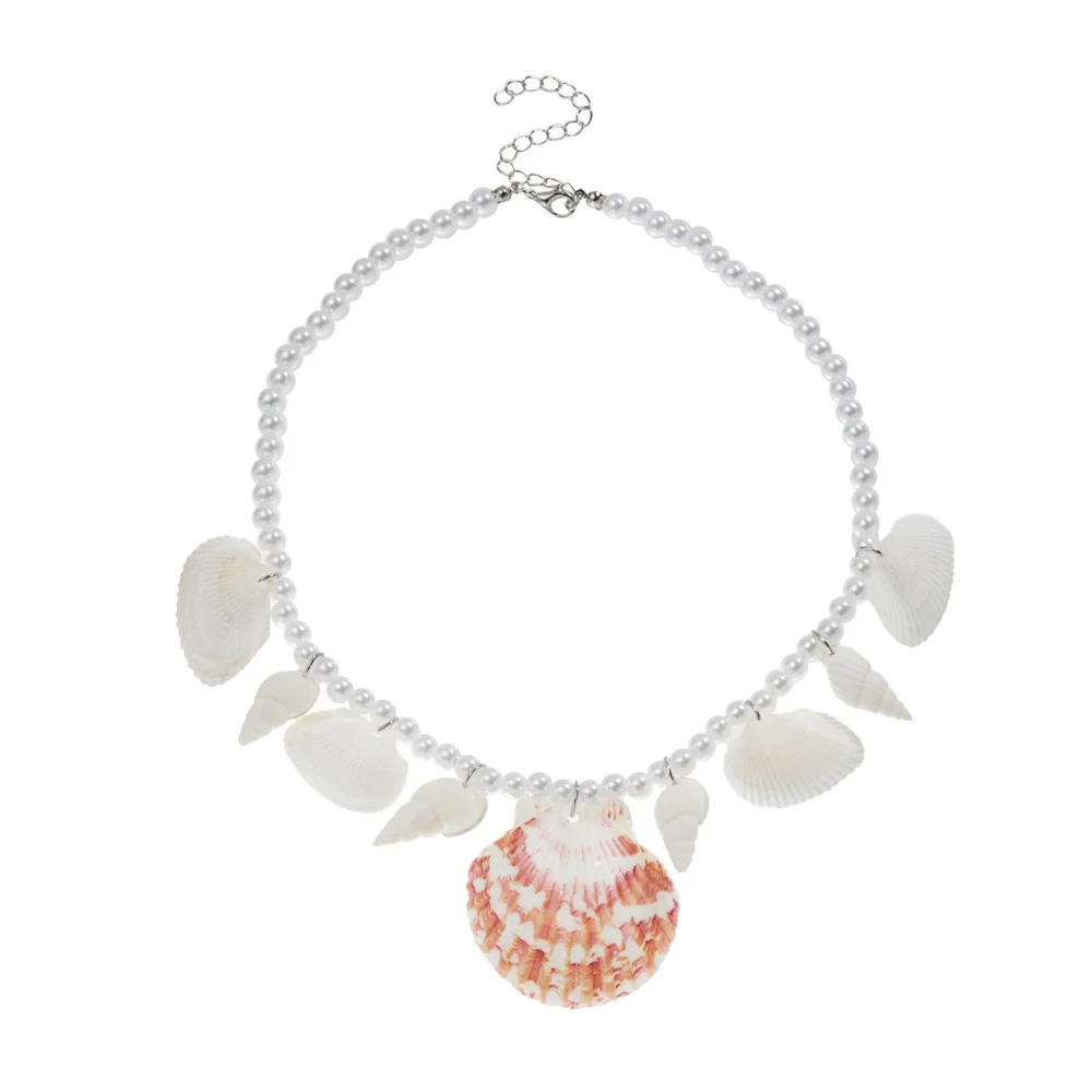 2025 Vacation Beach Style Random Color Shape Natural Shell Pendant Pearl Women's Necklace