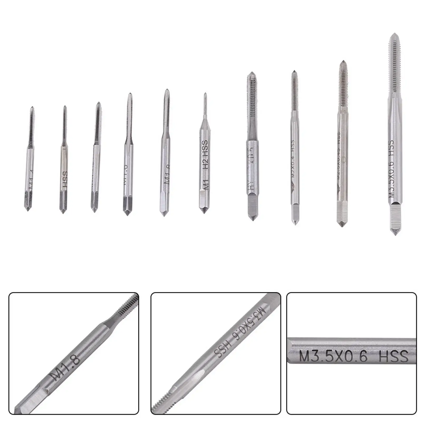 10Pcs Mini Hand Tap Set M1-M3.5, Tapping Thread Tools for DIY Projects, Drill Bits for Precision Threading