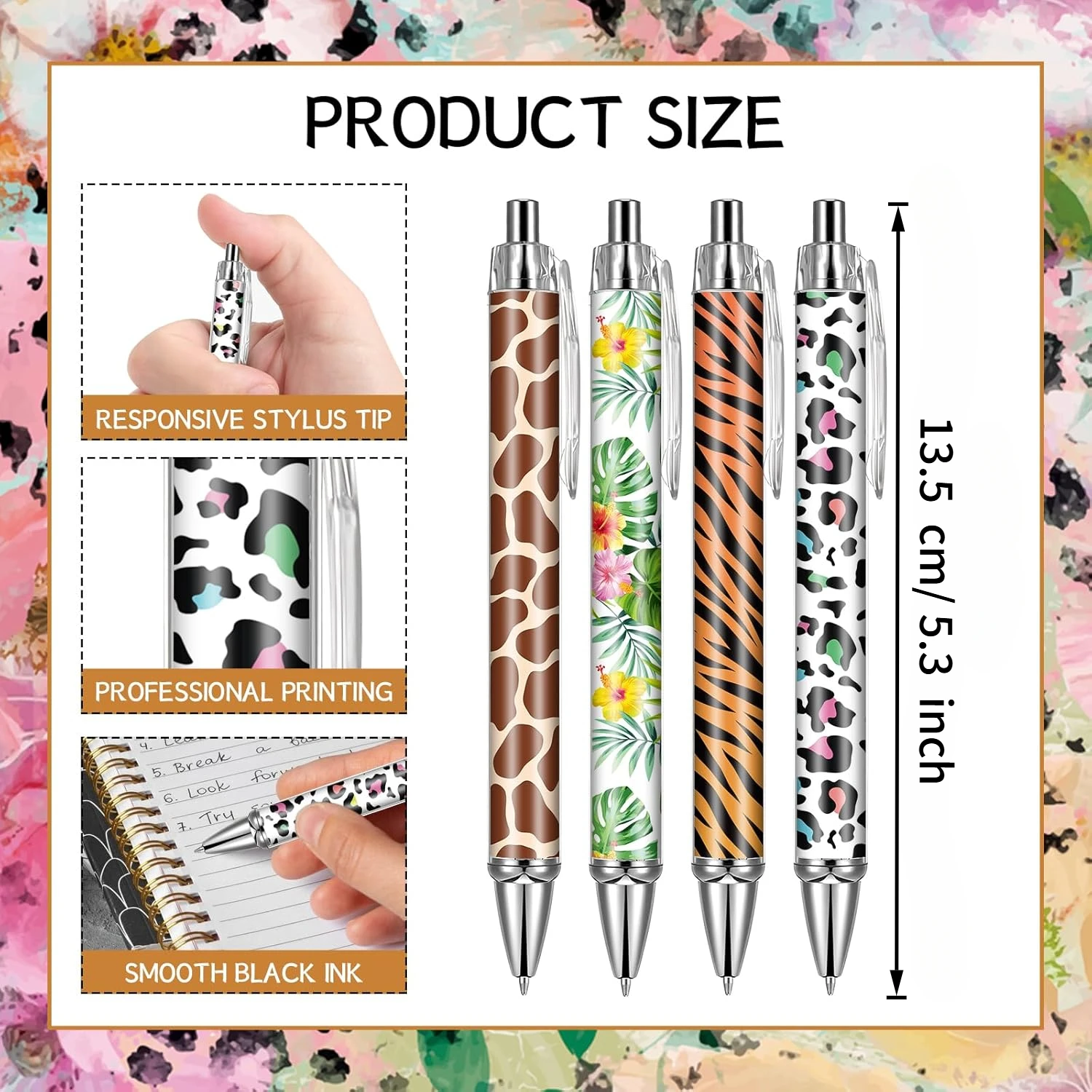 8/16 Animal Printing Ballpoint Pen Leopard Cheetah Pattern Stretch Fine Party Homecoming Gift Office Supplies Holiday Surprise