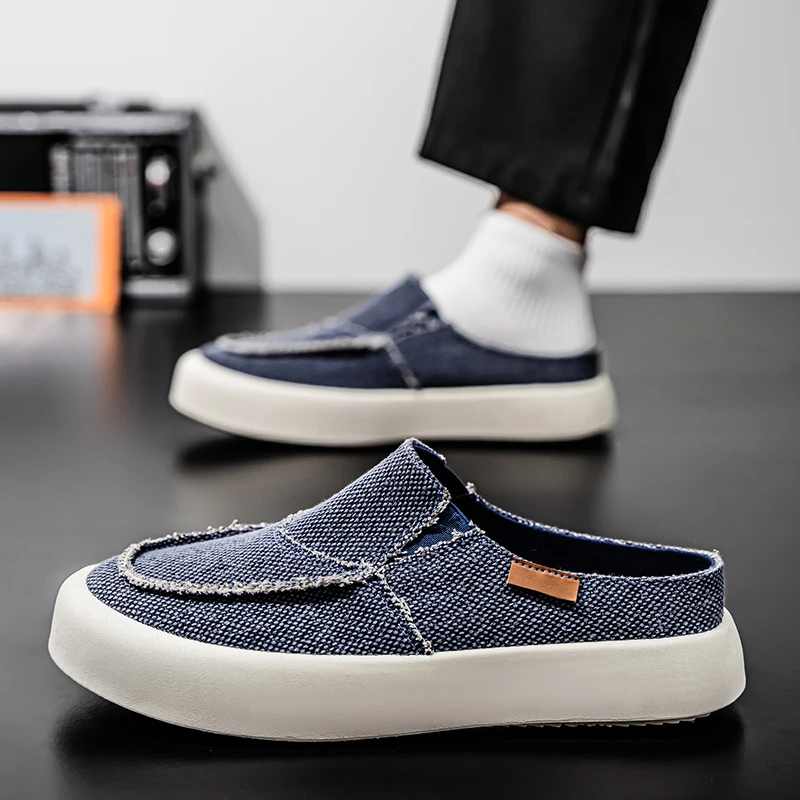 

YRZL Summer Slippers Men Non Slip Breathable Loafers Lightweight Canvas Shoes Indoor Outdoor Casual Comfortable Footwear Shoes