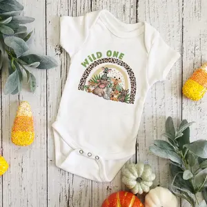 Wild ein Geburtstag Baby Body Body, Safari -Tiere gedruckt Strampler, Kinder 1. Geburtstag Jungle Party Outfit, Overall, Geschenk Babyparty 10 Hauptverkaufssafari -Kinderkleidung - №4