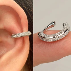 1PC Delicate Zircon Clip on Earrings Female Heart Ear Cuff No Piercings Fake Cartilage Earrings for Women 2025 Fashion Jewelry