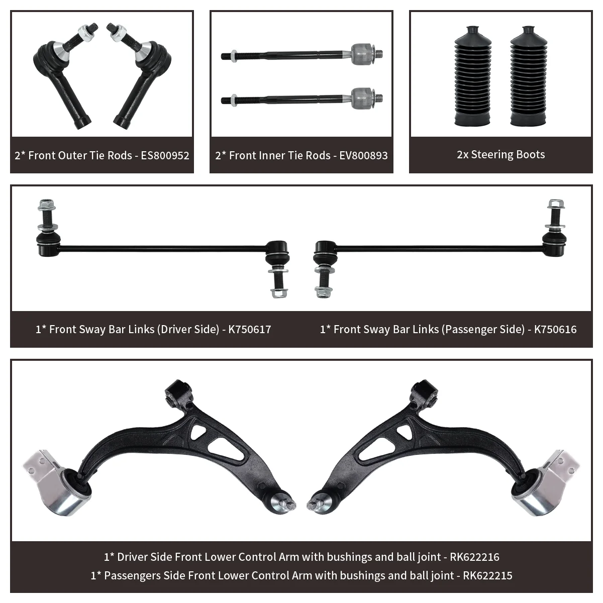 TOPICKSAP 10PCS Steering & Suspension Kit Front Control Arm Ball Joint Sway Stabilizer Links for Ford Explorer 2011 2012 - 2017