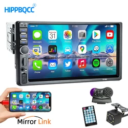 HIPPBQCC 7 pulgadas Radio de coche 1 Din MP5 reproductor Multimedia pantalla táctil FM ISO potencia Aux entrada Bluetooth USB Mirror Link Autoradio