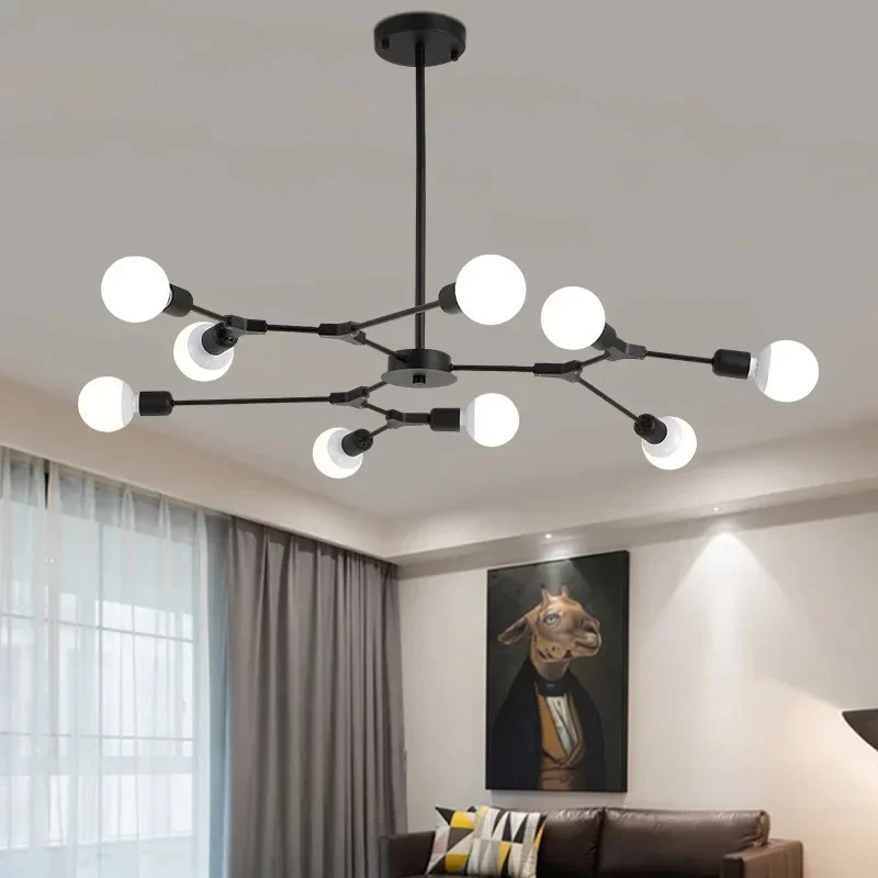 Post-modern Light Luxury Pendant Lamp Home Decor Black/Gold 3/6/9 Head Branch Chandeliers Bedroom Living Room Shop Lighting E27