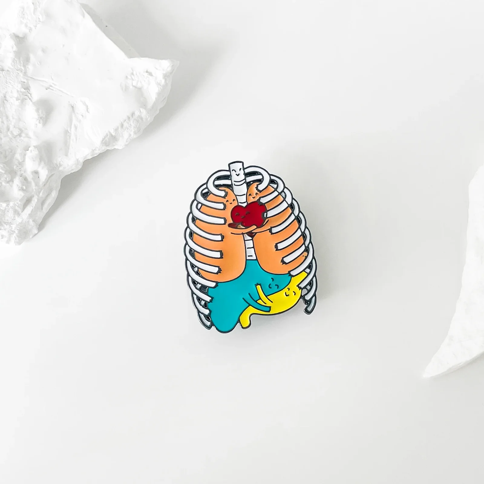 Digestive System Pins Brooches Medical White Enamel Nurse Human Anatomy Intestines Pin Metal Jewelry Backpack Women Doctor Gift