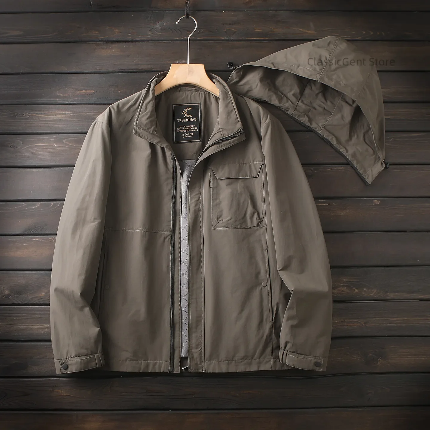 Light work wear, outdoor windproof and breathable men's spring and autumn casual take-off hooded jacket
